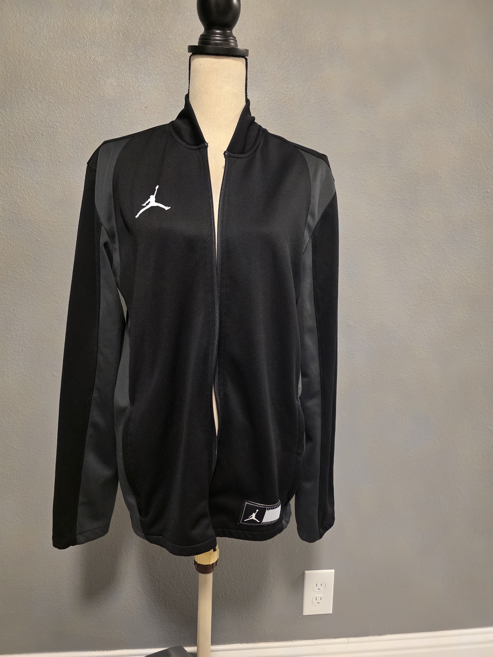 Jordan men's Black Track Zip Jacket with White Jumpman